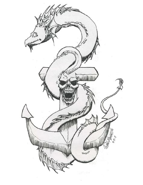 anchor sea serpent tattoo by jhaad on DeviantArt