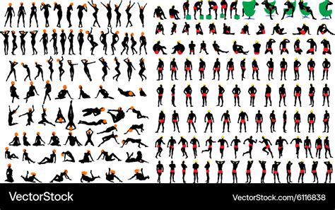 Naked Girls And Men Silhouette Set Royalty Free Vector Image