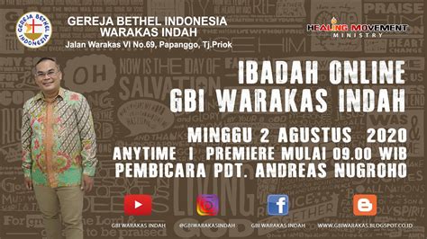 Ibadah Online Gbi Warakas Indah Minggu Agustus Youtube