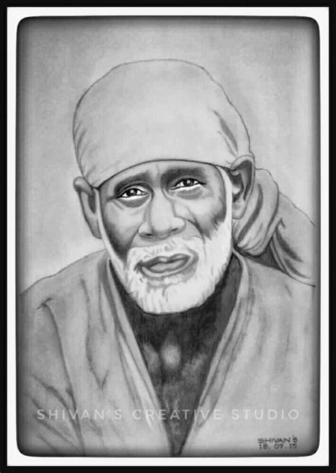 Shivans Creative Studio Pencil Portrait Of Shirdi Sai Baba Size A3 At