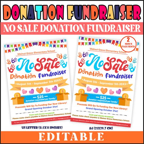 Editable T Shirt Fundraising Flyer School Church Community Fundraiser