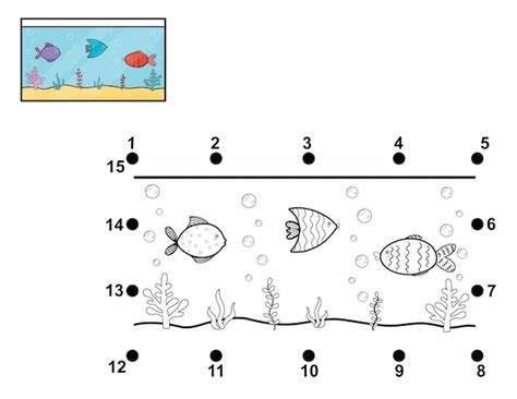 Reliez Les Points Et Dessinez Une Activit D Aquarium Jeu De Points