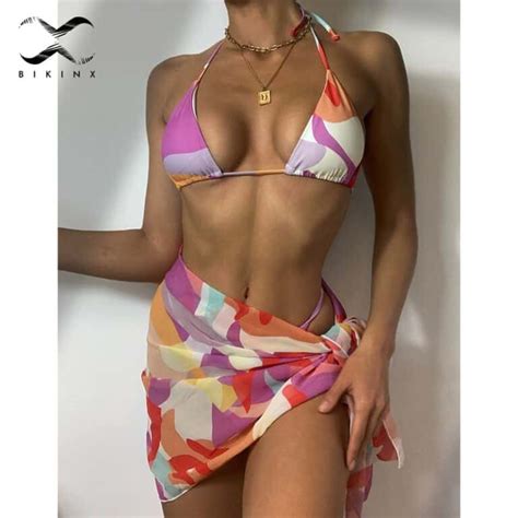 Costume Da Bagno Sexy Con Stampa Rosa Pezzi Bikini A Rete Set