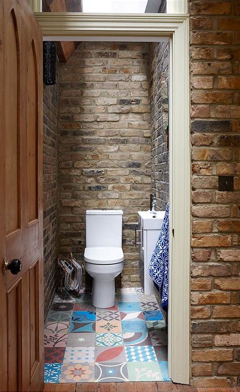 Small rustic bathroom with brick walls and skylight | Semi-Detached ...