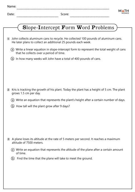 Slope Intercept Form Worksheets With Answer Key Worksheets Library