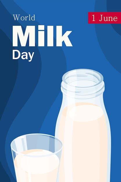 Premium Vector World Milk Day June 1 Concept Greeting Card With A