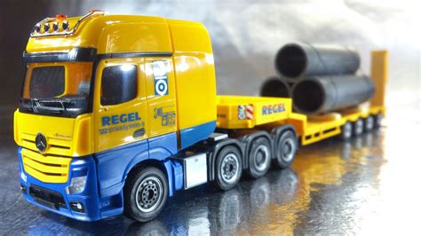 Herpa Aa Mb Actros Slt Low Boy Semitrailer Regel Pipe Load