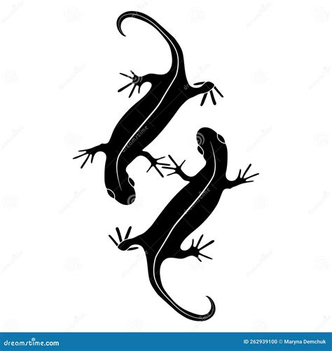 Conjunto De Lagartijas Gecko Negro Silueta De Ilustración Vectorial