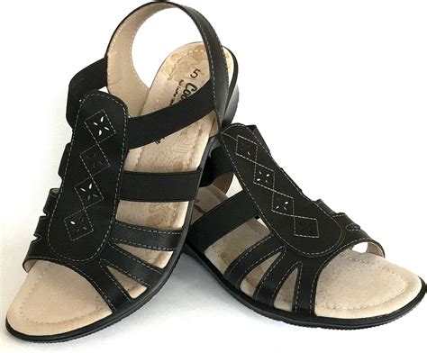 Sandalias De Gladiador De Piel Pura Para Mujer Color Negro Con