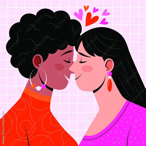 Lesbian Kissing Female Hug And Kiss Sweetheart Couple Together Two