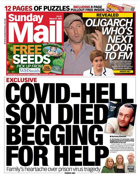 Sunday Mail Front Page Th Of March Tomorrow S Papers Today