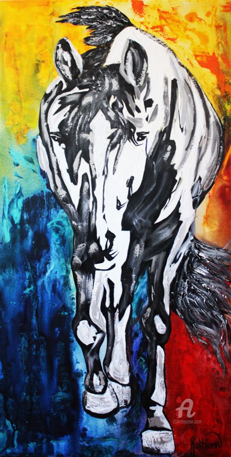 Silver Horse Painting, Acrylic Abstract , Painting by Kathleen Artist | Artmajeur