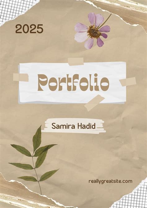 Brown White Aesthetic Scrapbook Portfolio Cover A4 Document