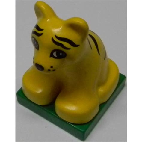 Duplo Yellow Tiger Cub Sitting On Green Base 75014 Brick Owl LEGO