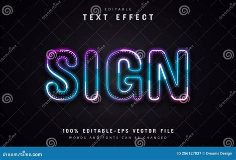 Sign Text Effect Neon Style Stock Vector Illustration Of Electricity