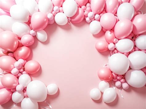 Premium Photo | 7 Balloons on Pastel Pink Background Frame Made of Balloons