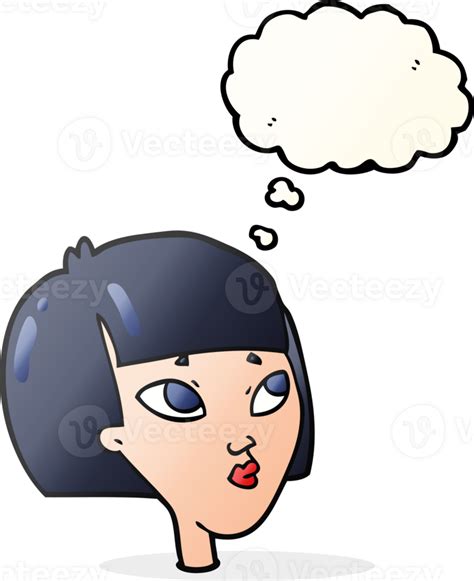 Hand Drawn Thought Bubble Cartoon Female Face 44998419 Png