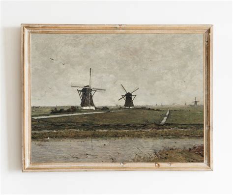 Vintage Dutch Landscape Oil Painting