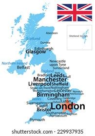 united kingdom map largest cities carefully stock vector royalty