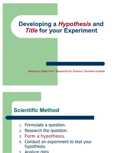 PDF Developing A Hypothesis And Title For Your Experiment 3544