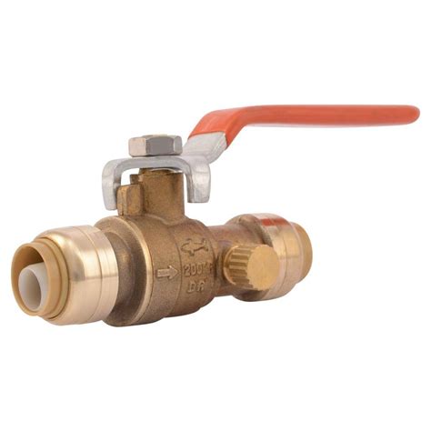 Sharkbite In Brass Push To Connect Ball Valve With Drain