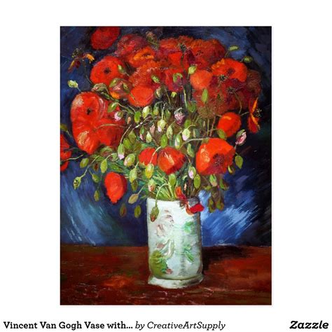 Vincent Van Gogh Vase With Red Poppies Fine Art Postcard Zazzle