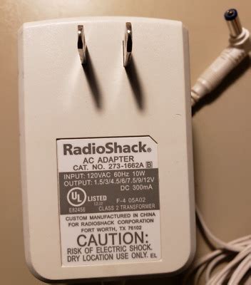 Radioshack Ac Adapter Cat No A Out Ut V