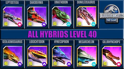 All Hybrids Aquatic Level 40 Mods Battle Pvp Jurassic World Youtube