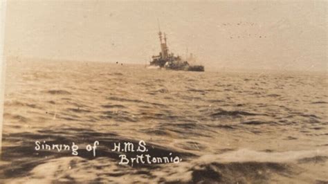 Wwi Real Photo Postcard Sinking Of Hms Britannia British Navy