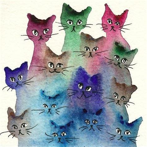 Whimsical Catswatercolour Art Belgium Stray Cats By Lori Alexander