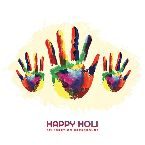 Holi festival with colorful handprint card background 6444521 Vector ...