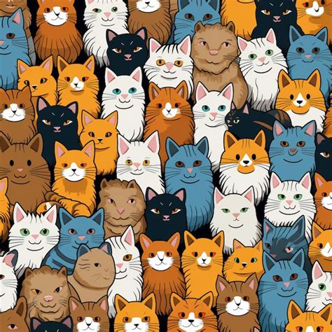 Premium Photo Cat Doodle Pattern Background