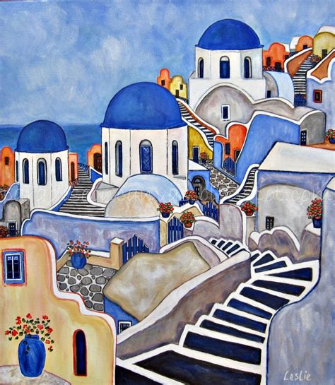 Santorini Canvas Abstract Art Painting Greek Paintings Greece Painting