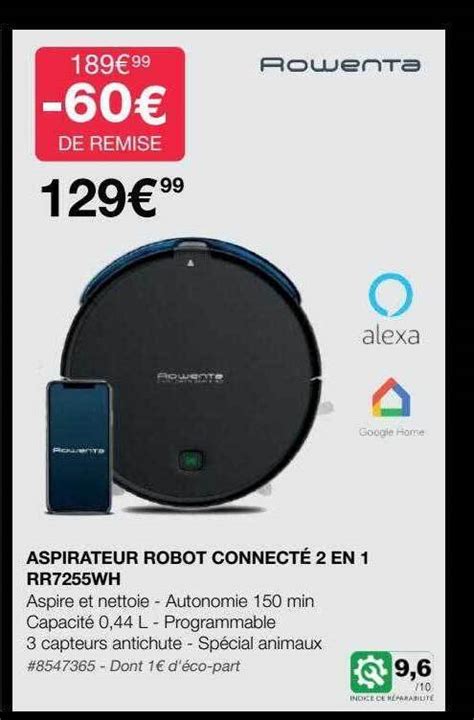 Promo Aspirateur robot connecté 2 en 1 rr7255wh rowenta chez Costco