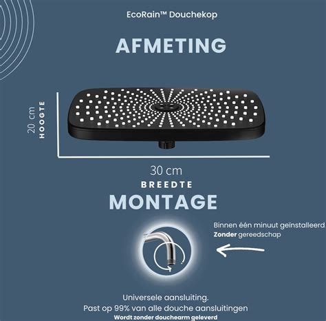 EcoRain Regendouche Doucheset Melvin XL 30 Cm Met Douchearm