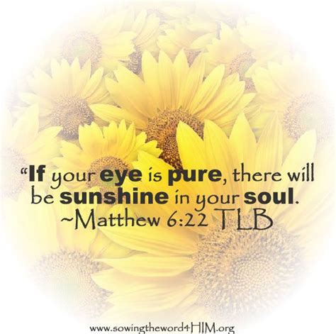 If Your Eye Is Pure There Will Be Sunshine In Your Soul Matthew 6