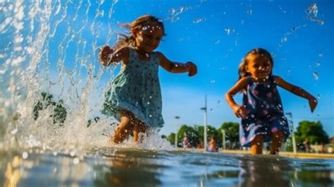 Premium AI Image | Lively scene of children playing with water