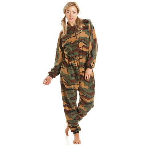 New Womens Ladies Camouflage Nightwear Onesie Pyjamas All In One