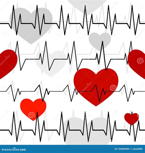 Pattern With A Cardiogram Of Heart Rhythms Stock Illustration