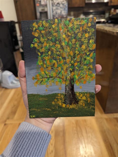 Autumn Tree, acrylic paint, by me : r/painting