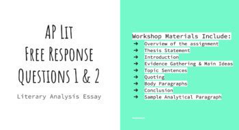 Ap Lit Frq Literary Analysis Essay Workshop Graphic Organizer