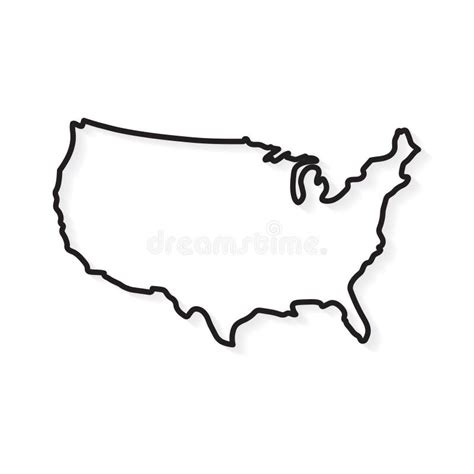 Outline Map of the United States of America. States of the USA. Stock ...