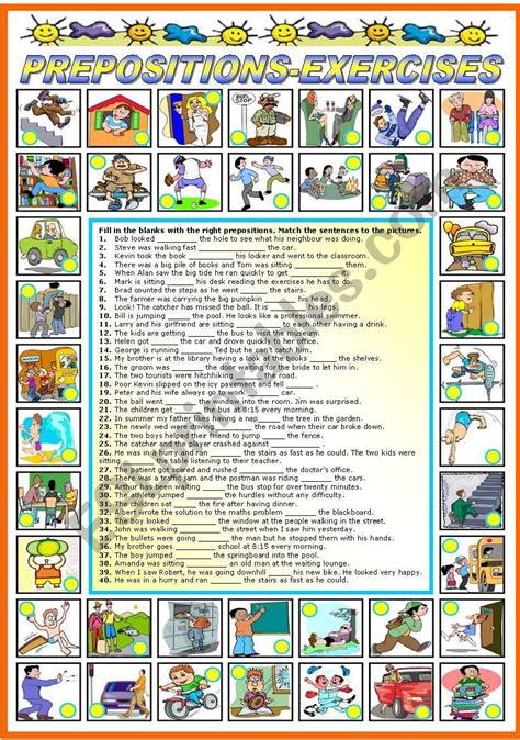 Prepositions Exercises Esl Worksheet By Katiana