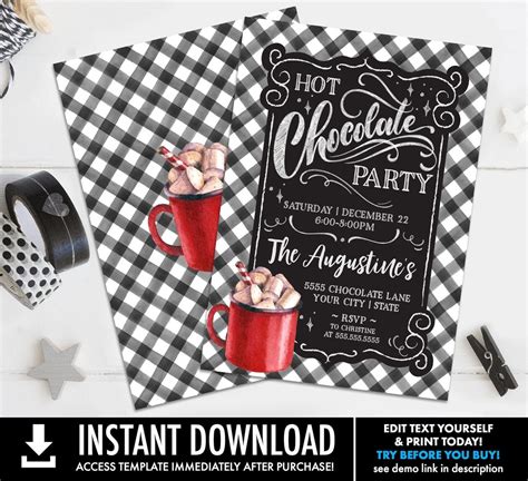 Hot Chocolate Party Invitation Hot Chocolate Bar Hot Cocoa Bar Hot Cocoa Party Self Edit With