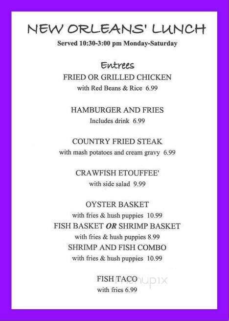 The Real New Orleans Style Restaurant Menu In Marble Falls Tx Order