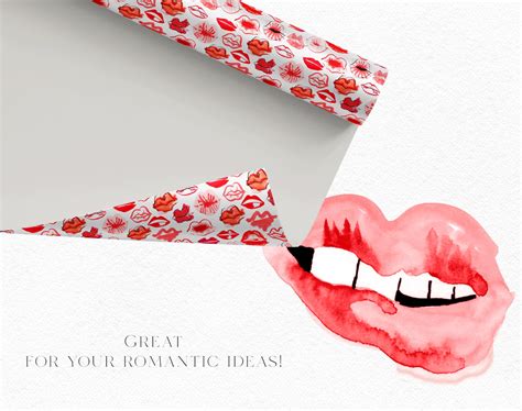 Watercolor Lips Clipart Love Clipart With Kissing Lips for | Etsy