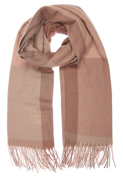 Womens Brown Check Mid Weight Scarf Peacocks