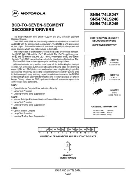 Sn Ls Datasheet Pdf Bcd To Seven Segment Decoders Drivers