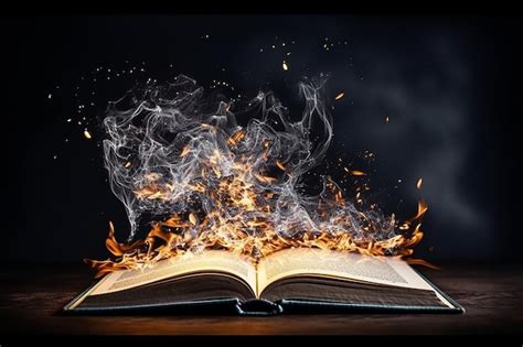 premium ai image  book   flame   fire     fire