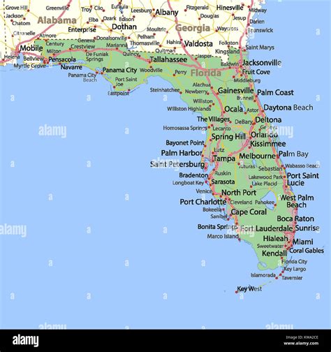 Mappa Di Florida Mostra I Confini Zone Urbane Nomi Di Localit